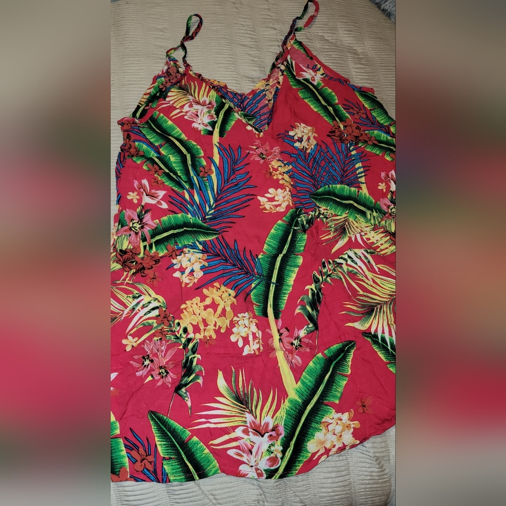 Tropical Pink Sleeveless Low Back Cami Dress - Picture 2 of 3